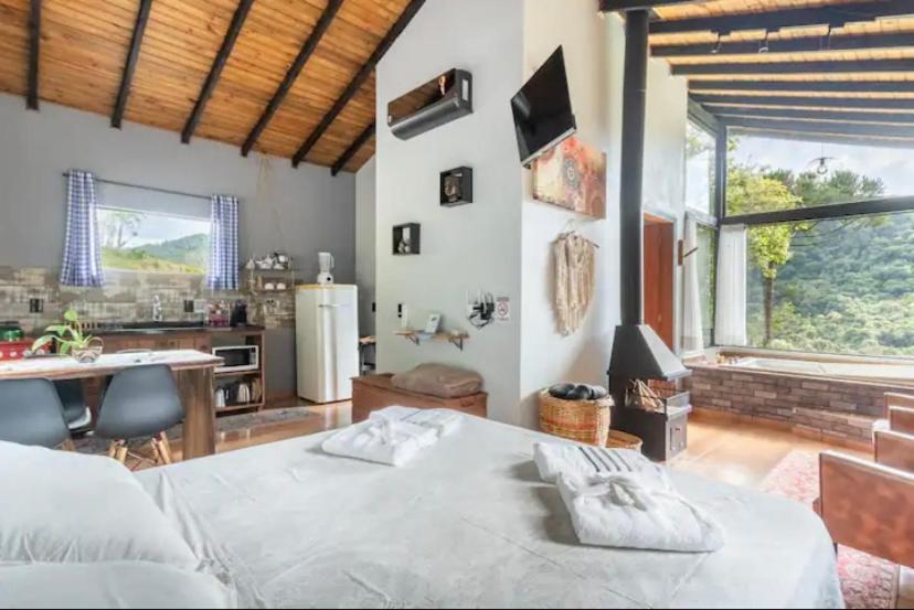 Cabana Sassafras Com Hidromassagem Alfredo Wagner Bagian luar foto
