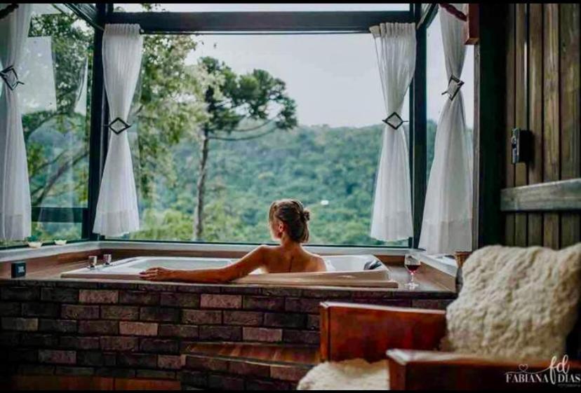 Cabana Sassafras Com Hidromassagem Alfredo Wagner Bagian luar foto
